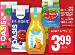 Food Basics OASIS JUICE, JUICE BLENDS, OR SMOOTHIES OR DELMONTE JUICE BLEND offer