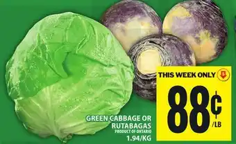 Food Basics GREEN CABBAGE OR RUTABAGAS offer