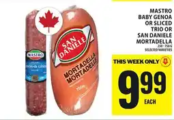 Food Basics MASTRO BABY GENOA OR SLICED TRIO OR SAN DANIELE MORTADELLA offer