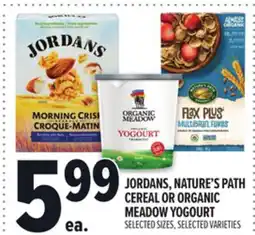 Metro JORDANS, NATURE'S PATH CEREAL OR ORGANIC MEADOW YOGOURT offer