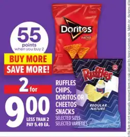 Metro RUFFLES CHIPS, DORITOS OR CHEETOS SNACKS offer