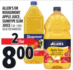 Metro ALLEN'S OR ROUGEMONT APPLE JUICE, SUNRYPE SLIM JUICE offer