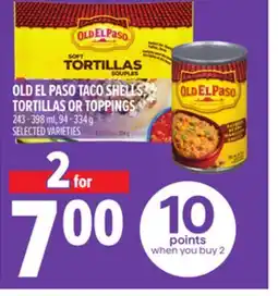 Metro OLD EL PASO TACO SHELLS, TORTILLAS OR TOPPINGS offer
