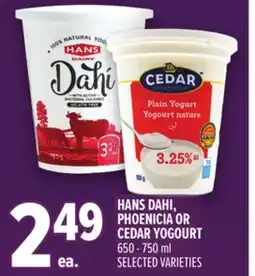 Metro HANS DAHI, PHOENICIA OR CEDAR YOGOURT offer