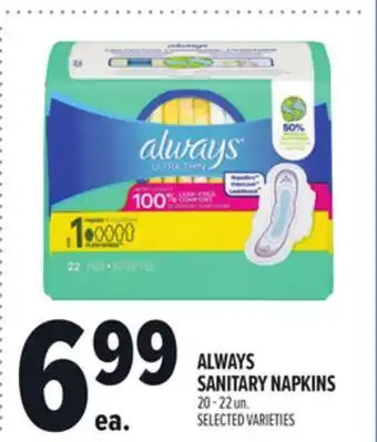 Metro ALWAYS SANITARY NAPKINS offer