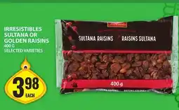 Food Basics IRRESISTIBLES SULTANA OR GOLDEN RAISINS offer