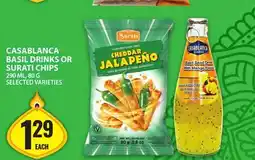 Food Basics CASABLANCA BASIL DRINKS OR SURATI CHIPS offer
