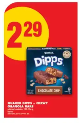 No Frills QUAKER DIPPS or CHEWY GRANOLA BARS, 120-156 g offer