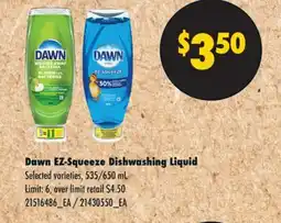 No Frills DAWN EZ-SQUEEZE DISHWASHING LIQUID, 535/650 mL offer