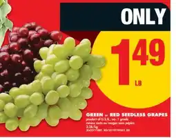 No Frills GREEN or RED SEEDLESS GRAPES offer