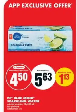 No Frills PC BLUE MENU SPARKLING WATER, , 12x355 mL offer