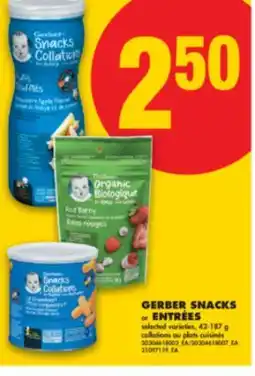 No Frills GERBER SNACKS or ENTRÉES, 42-187 g offer