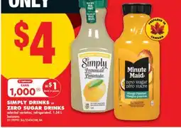 No Frills SIMPLY DRINKS or ZERO SUGAR DRINKS, 1.54 L offer