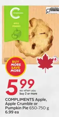 Sobeys Apple, Apple Crumble or Pumpkin Pie offer