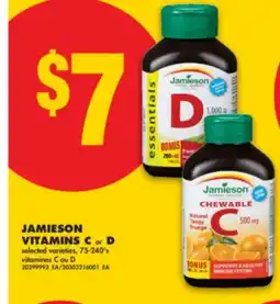 No Frills JAMIESON VITAMINS C or D, 75-240' s offer