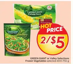 Sobeys or Valley Selections Frozen Vegetables offer