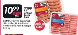 Sobeys Breakfast, Mild Italian, Hot Italian or Honey Garlic Pork Sausage offer