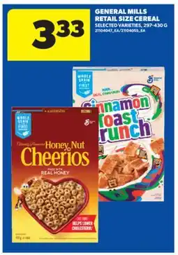 Real Canadian Superstore GENERAL MILLS RETAIL SIZE CEREAL, 297-430 G offer