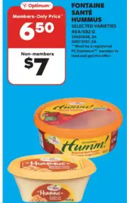 Real Canadian Superstore FONTAINE SANTÉ HUMMUS, 454/482 G offer