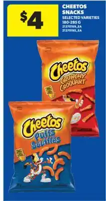 Real Canadian Superstore CHEETOS SNACKS, 180-285 G offer
