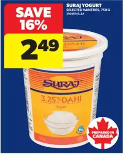 Real Canadian Superstore SURAJ YOGURT, 750 G offer