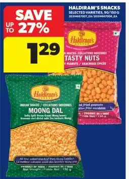 Real Canadian Superstore HALDIRAM'S SNACKS, 90/150 G offer