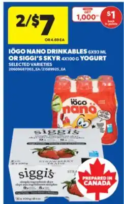 Real Canadian Superstore IÖGO NANO DRINKABLES 6X93 ML OR SIGGI'S SKYR 4X100 G YOGURT offer