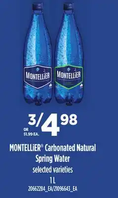 Loblaws MONTELLIER CARBONATED NATURAL SPRING WATER, 1 L offer