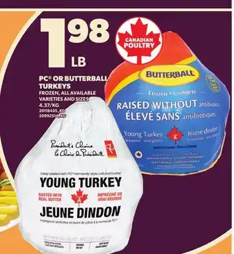 Loblaws PC OR BUTTERBALL TURKEYS offer