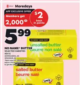 Loblaws NO NAME BUTTER, 454 G offer