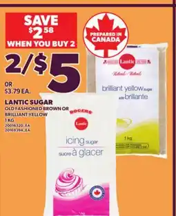Loblaws LANTIC SUGAR OLD FASHIONED BROWN OR BRILLIANT YELLOW, 1 KG offer