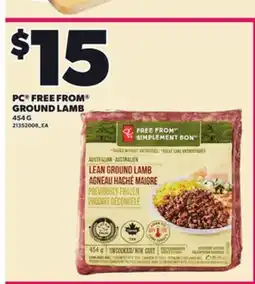 Loblaws PC FREE FROM GROUND LAMB, 454 G offer