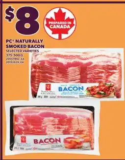 Loblaws PC NATURALLY SMOKED BACON, 375-500 G offer