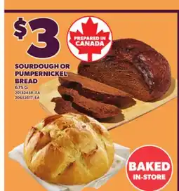 Loblaws SOURDOUGH OR PUMPERNICKEL BREAD, 675 G offer