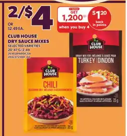 Loblaws CLUB HOUSE DRY SAUCE MIXES offer