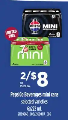 Loblaws PEPSICO BEVERAGES MINI CANS, 6X222 ML offer