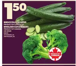 Loblaws BROCCOLI CROWNS, ENGLISH CUCUMBERS offer