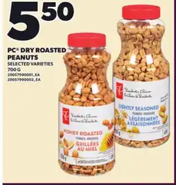 Loblaws PC DRY ROASTED PEANUTS, 700 G offer