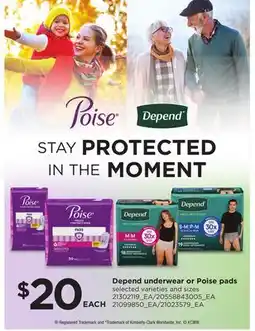Loblaws DEPEND UNDERWEAR OR POISE PADS offer