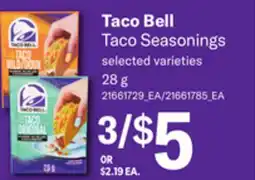 Loblaws TACO BELL TACO SEASONINGS, 28 G offer