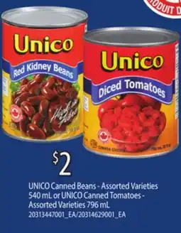 Loblaws UNICO CANNED BEANS, 540 ML OR UNICO CANNED TOMATOES, 796 ML offer