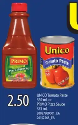 Loblaws UNICO TOMATO PASTE 369 ML OR PRIMO PIZZA SAUCE 375 ML offer