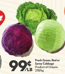 Longo's Fresh Green, Red or Savoy Cabbage offer