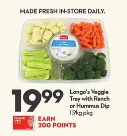Longo's Longo's Veggie Tray with Ranch or Hummus Dip offer