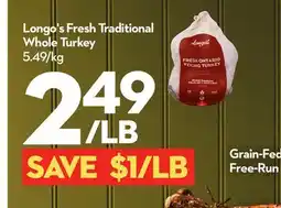 Longo's Longo's Fresh Traditional Whole Turkey offer
