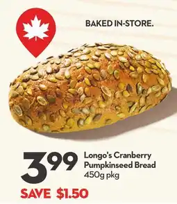 Longo's Cranberry Pumpkinseed Bread offer