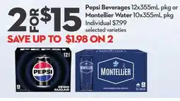 Longo's Pepsi Beverages 12x355mL pkg or Montellier Water 10x355mL pkg offer