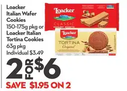 Longo's Loacker Italian Wafer Cookies 150-175g pkg or Loacker Italian Tortina Cookies 63g pkg offer