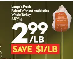 Longo's Fresh Raised Without Antibiotics Whole Turkey offer