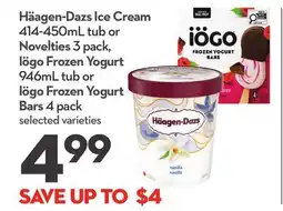Longo's Ice Cream 414-450mL tub or Novelties 3 pack, Frozen Yogurt 946mL tub or Frozen Yogurt Bars 4 pack offer